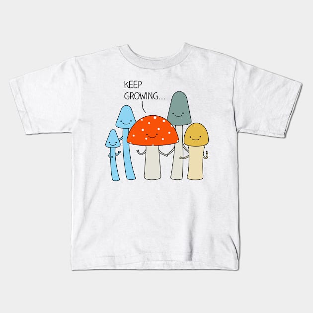 Growing mushrooms Kids T-Shirt by milkyprint